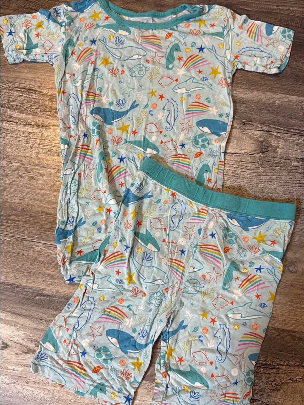 Little Sleepies Kids Sea Life Print Pajama Set - Light Blue